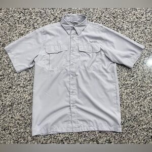 Habit Short Sleeve Button Up Fishing Shirt Men's Med Light Grey UV 40 Protection